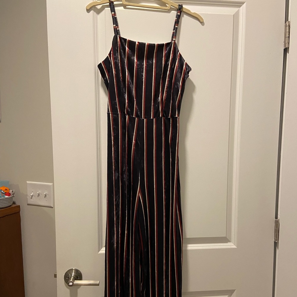 Striped Velvet Jumpsuit